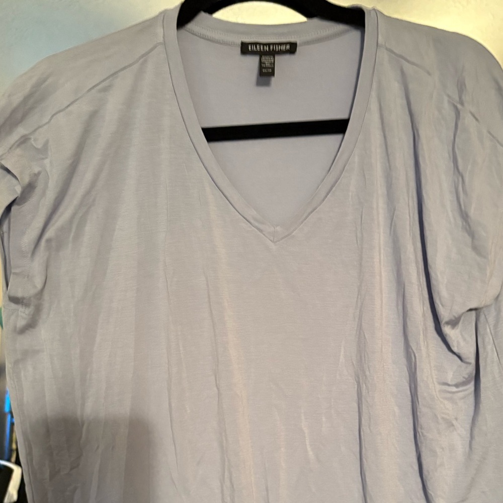Eileen Fisher Soft Blue V-Neck Tee